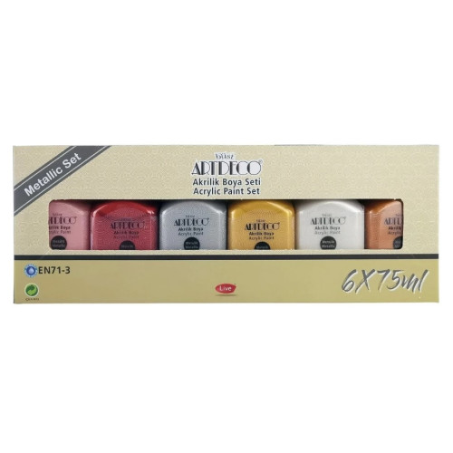 ARTDECO AKRİLİK BOYA 6*75 ML SET METALİK RENKLER